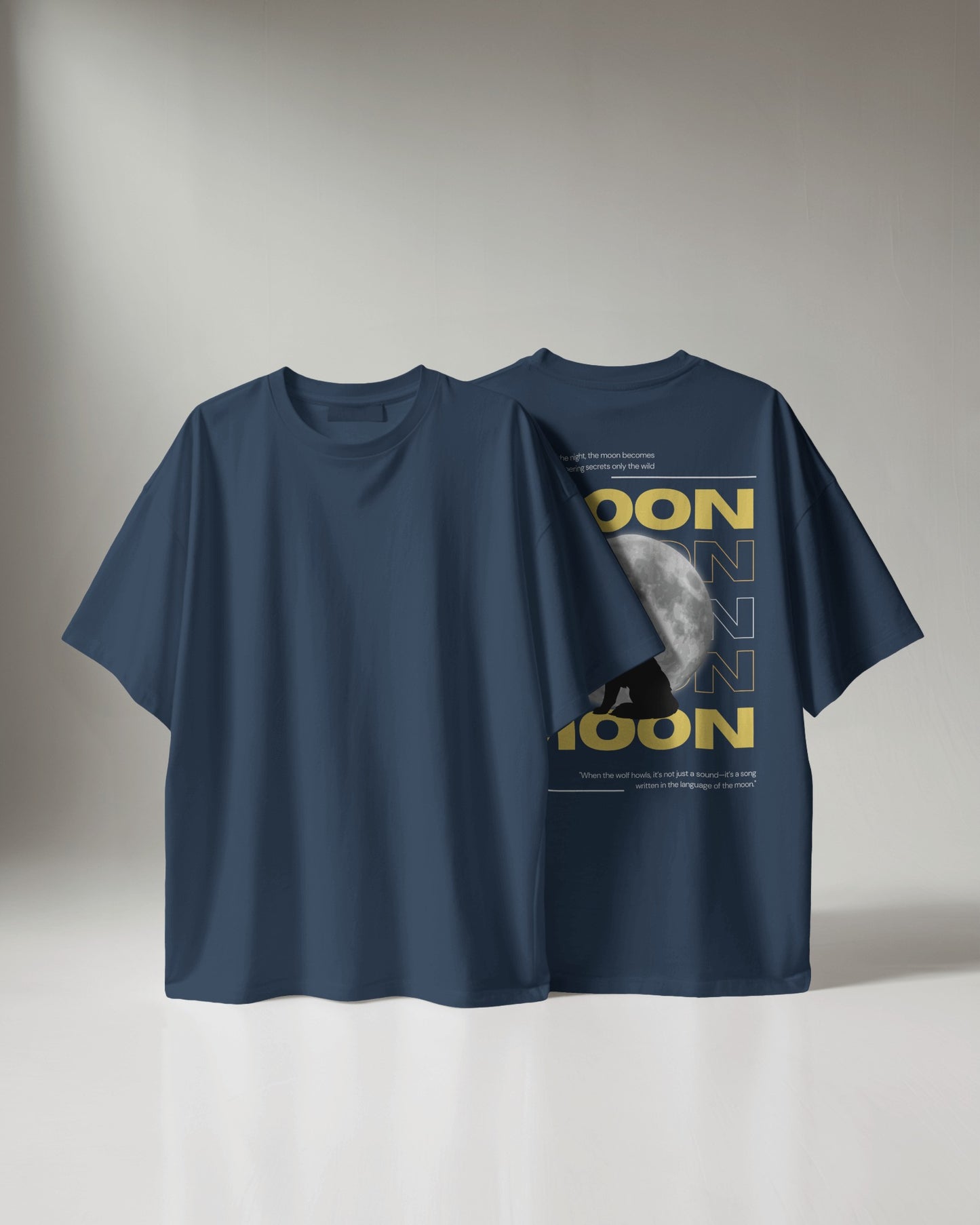MOON LIGHT DESIGN DTF printed 240 GSM 100% Cotton Oversized T-Shirt – Premium Heavyweight Fabric