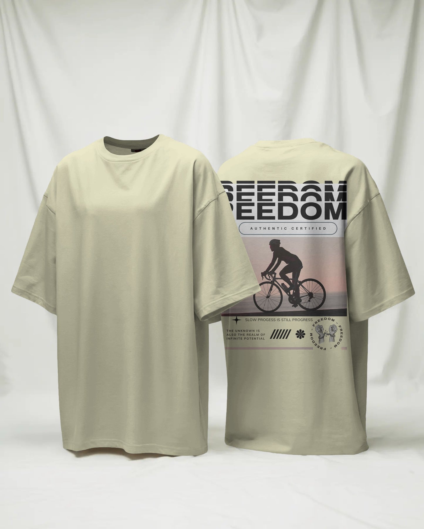 FREEDOM Design 240 GSM DTF PRIENTED 100% Cotton Oversized T-Shirt – Premium Heavyweight Fabric