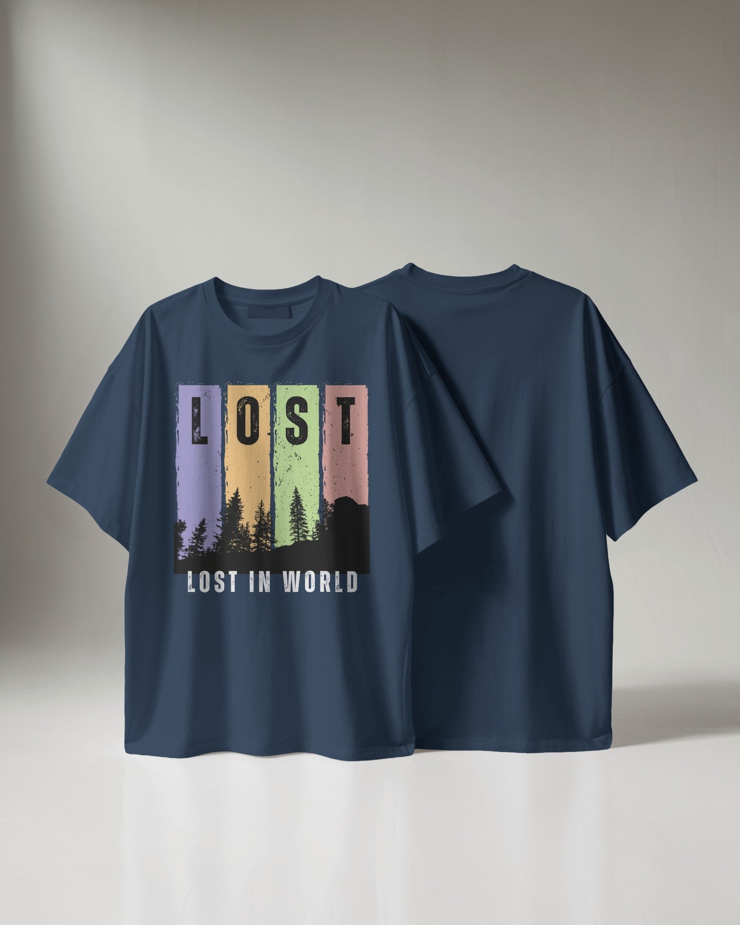 LOST FOREST FRONT DESIGN DTG printed 180 GSM 100% Cotton Oversized T-Shirt – Premium lightweight Fabric