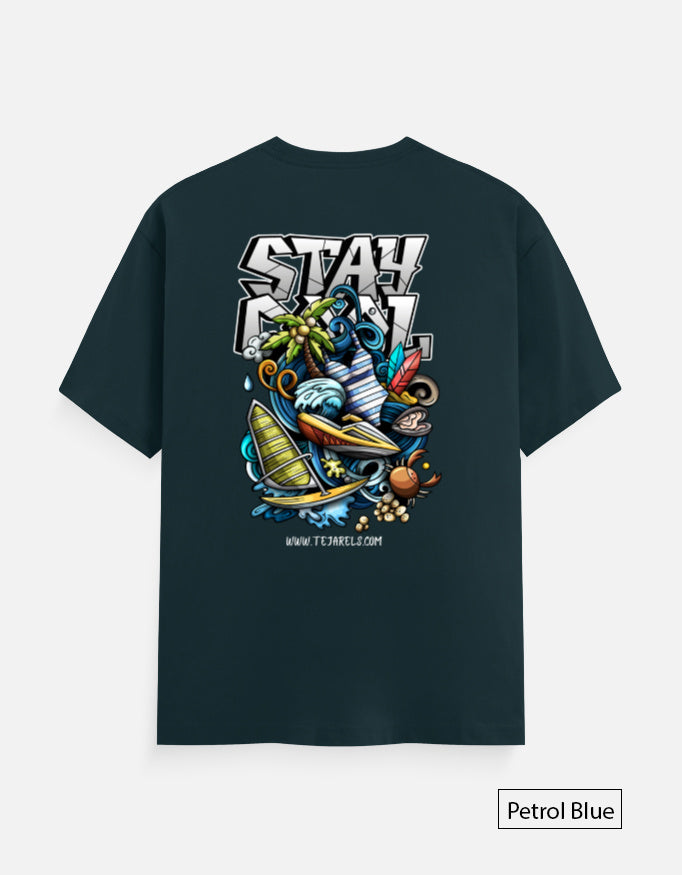 BEACH DESIGN DTF printed Unisex 180 GSM Classic Crew Cotton T-Shirt  | Everyday Comfort Fit