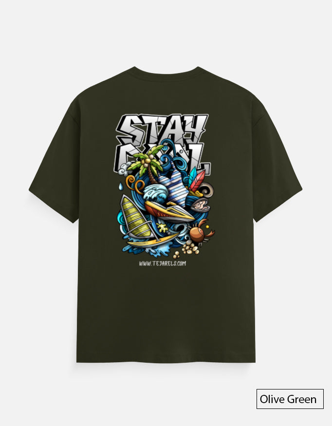 BEACH DESIGN DTF printed Unisex 180 GSM Classic Crew Cotton T-Shirt  | Everyday Comfort Fit