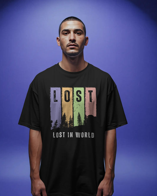 LOST FOREST FRONT DESIGN DTG printed 180 GSM 100% Cotton Oversized T-Shirt – Premium lightweight Fabric