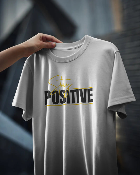 STAY POSITIVE FRONT DESIGN DTG printed 180 GSM 100% Cotton Oversized T-Shirt – Premium lightweight Fabric