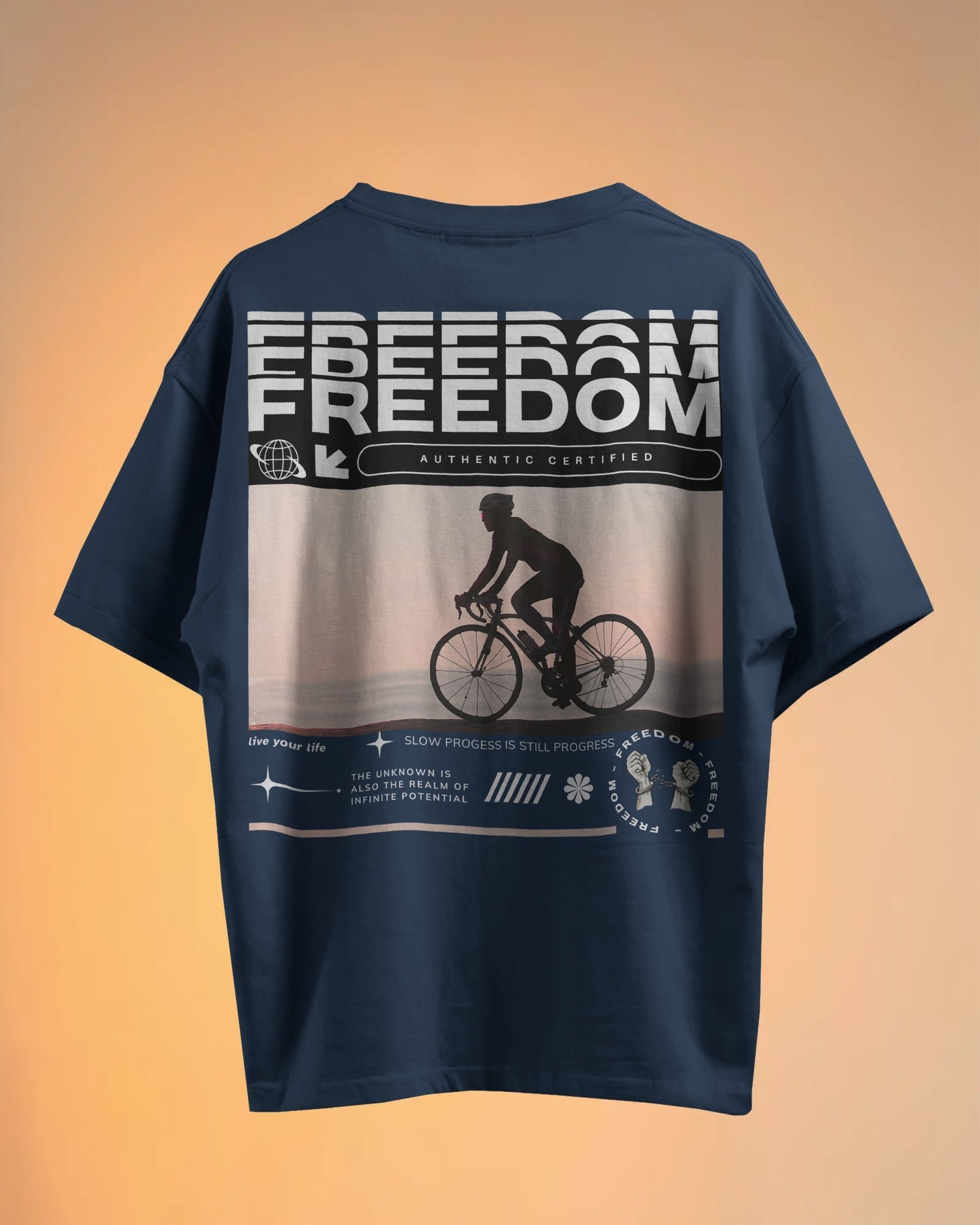 FREEDOM Design 240 GSM DTF PRIENTED 100% Cotton Oversized T-Shirt – Premium Heavyweight Fabric