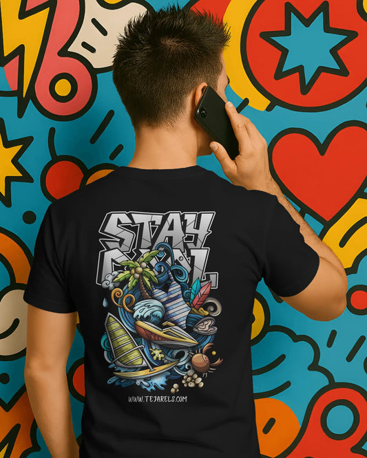 BEACH DESIGN DTF printed Unisex 180 GSM Classic Crew Cotton T-Shirt  | Everyday Comfort Fit