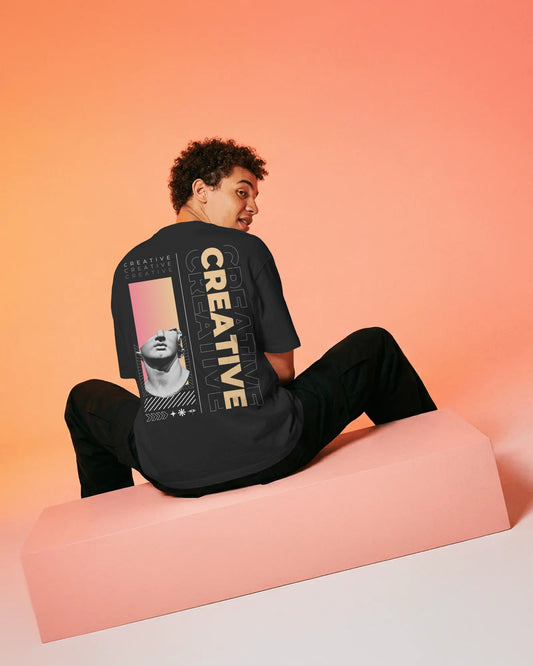 CREATIVE Design 240 GSM DTF PRIENTED 100% Cotton Oversized T-Shirt – Premium Heavyweight Fabric