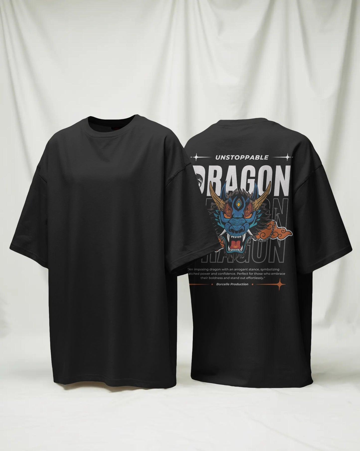 DRAGON Design 240 GSM DTF PRIENTED 100% Cotton Oversized T-Shirt – Premium Heavyweight Fabric