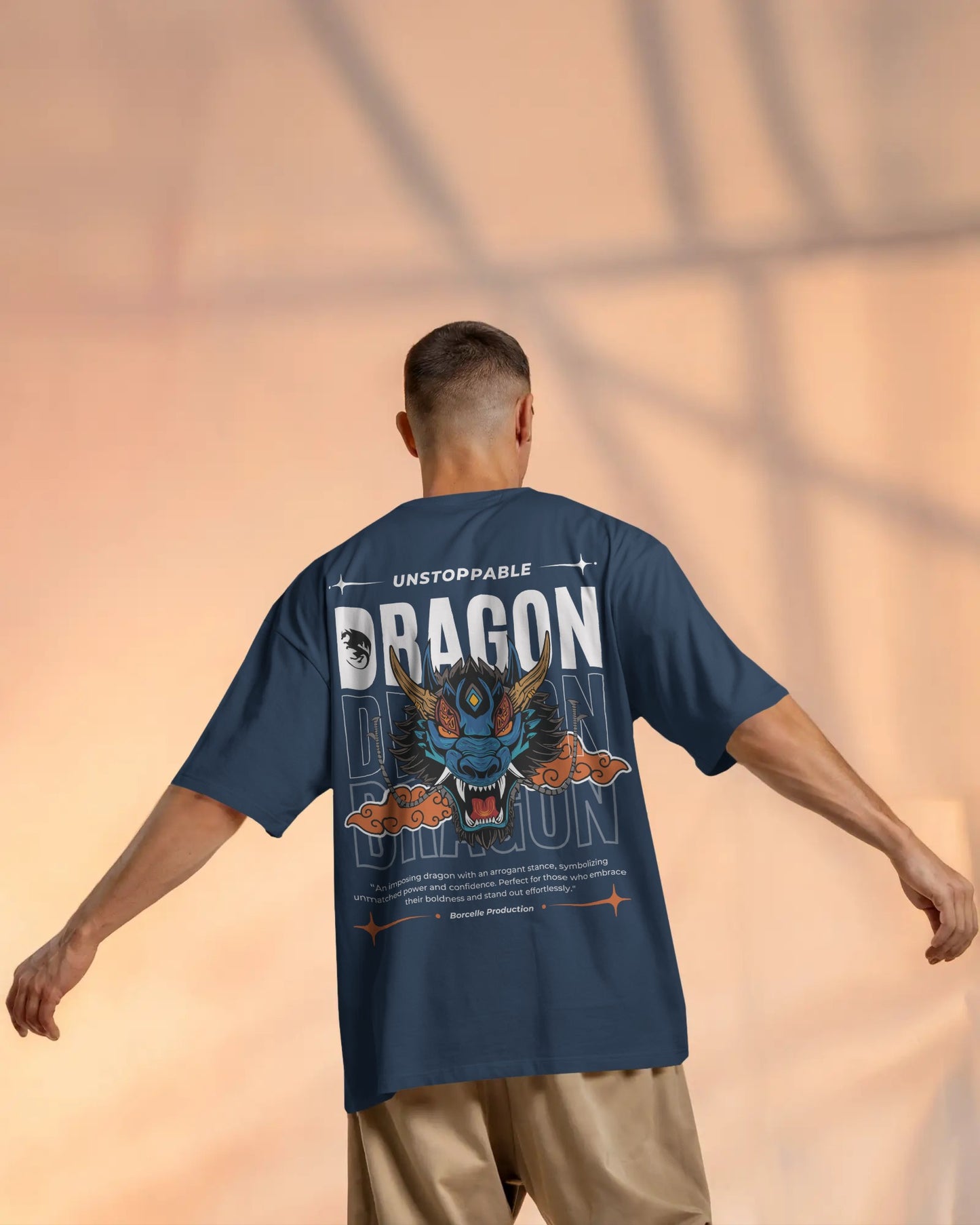 DRAGON Design 240 GSM DTF PRIENTED 100% Cotton Oversized T-Shirt – Premium Heavyweight Fabric