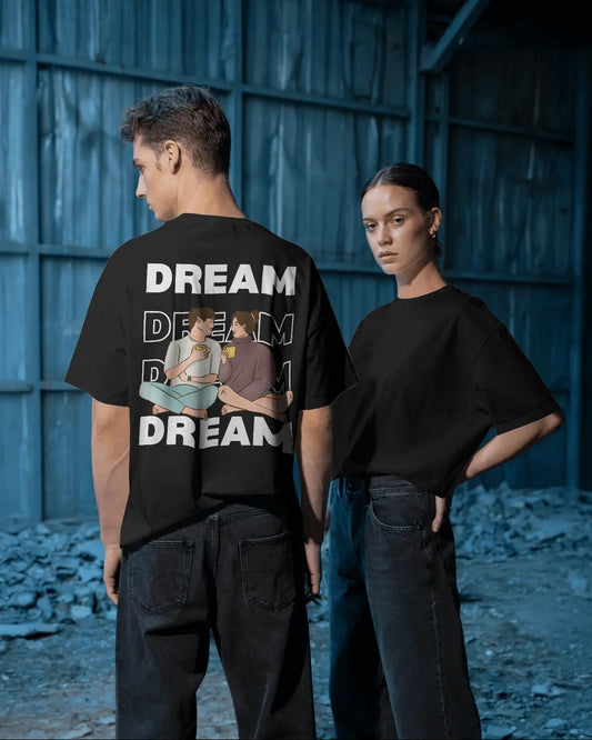 DREAM COUPLE DESIGN DTG printed 240 GSM 100% Cotton Oversized T-Shirt – Premium Heavyweight Fabric