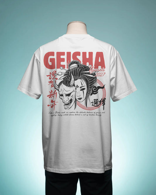 GEISHA JAPANEES DESIGN DTG printed 180 GSM 100% Cotton Oversized T-Shirt – Premium lightweight Fabric