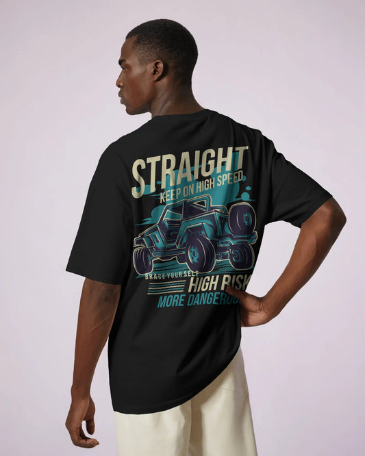 HIGH SPEED JEEP DESIGN DTG printed 180 GSM 100% Cotton Oversized T-Shirt – Premium lightweight Fabric