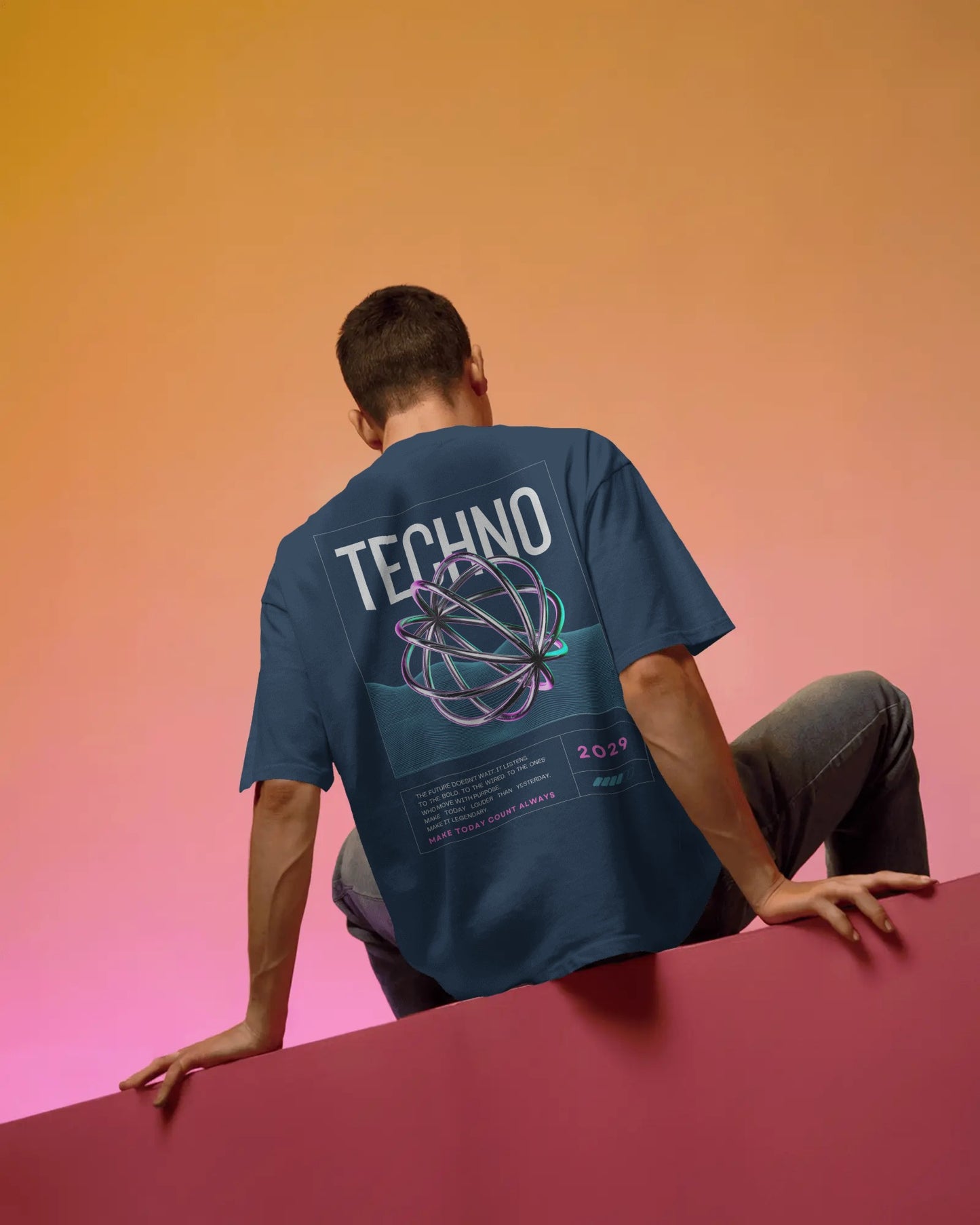 TECHNO 2029 DTF printed 240 GSM 100% Cotton Oversized T-Shirt – Premium Heavyweight Fabric