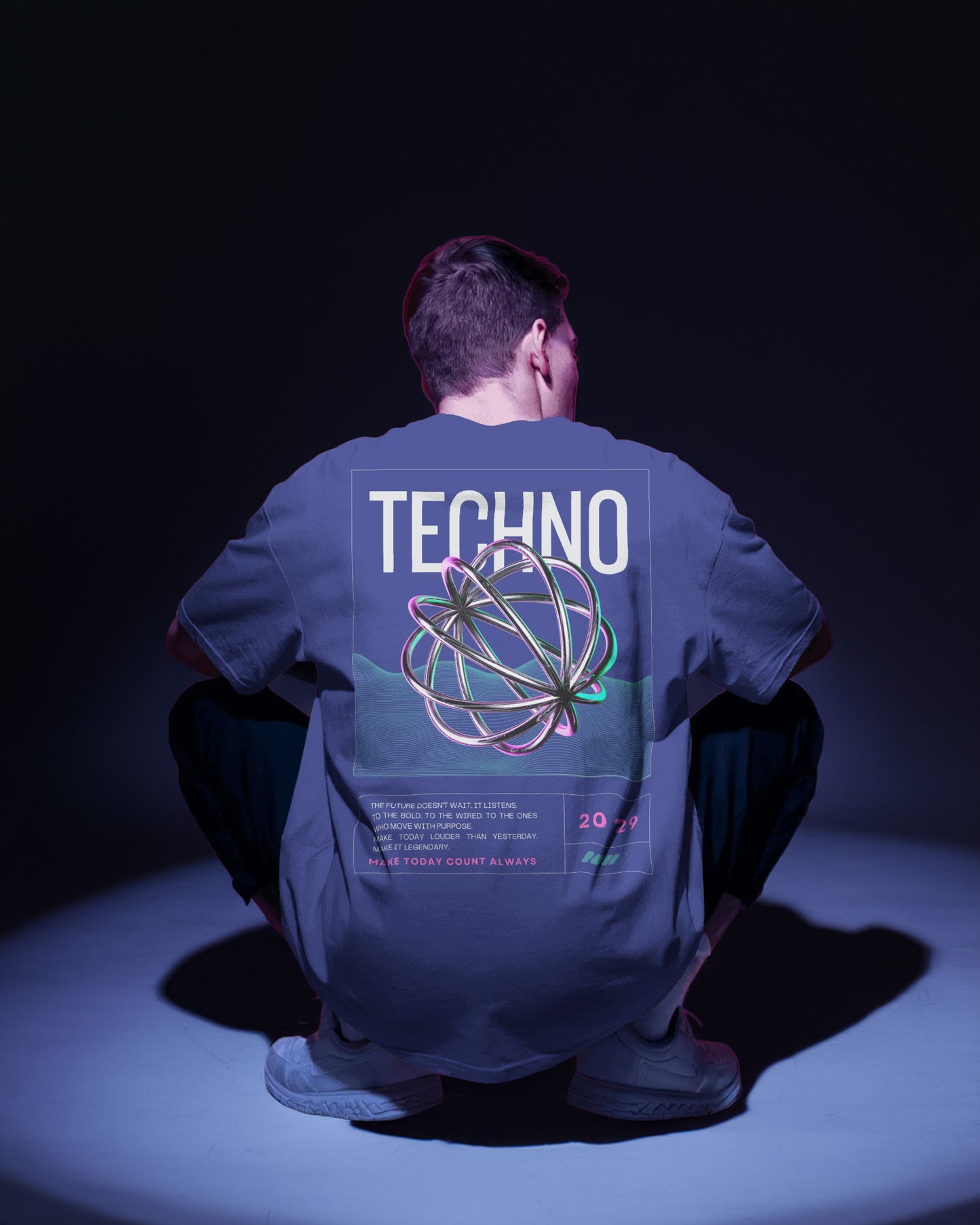 TECHNO 2029 DTF printed 240 GSM 100% Cotton Oversized T-Shirt – Premium Heavyweight Fabric