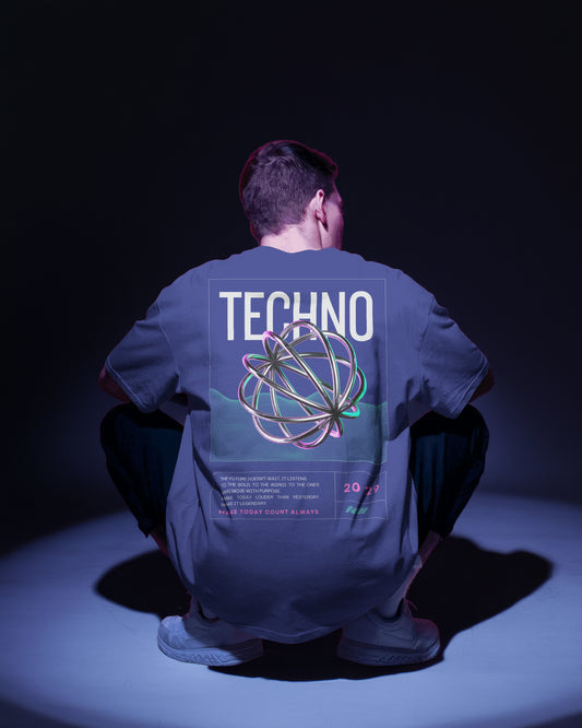 TECHNO 2029 DTF printed 240 GSM 100% Cotton Oversized T-Shirt – Premium Heavyweight Fabric