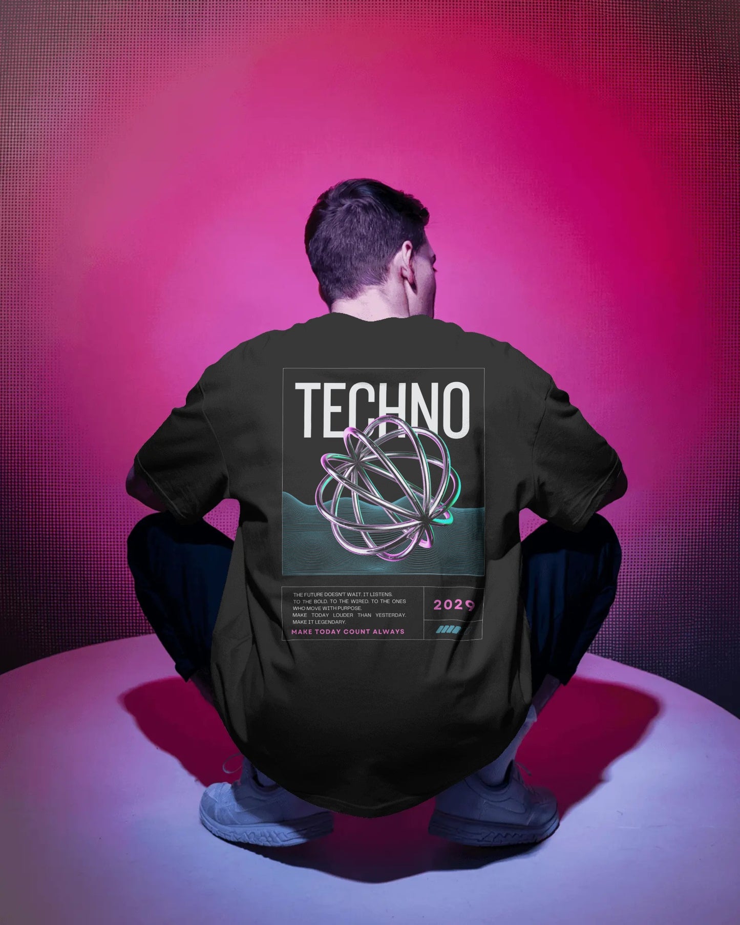 TECHNO 2029 DTF printed 240 GSM 100% Cotton Oversized T-Shirt – Premium Heavyweight Fabric