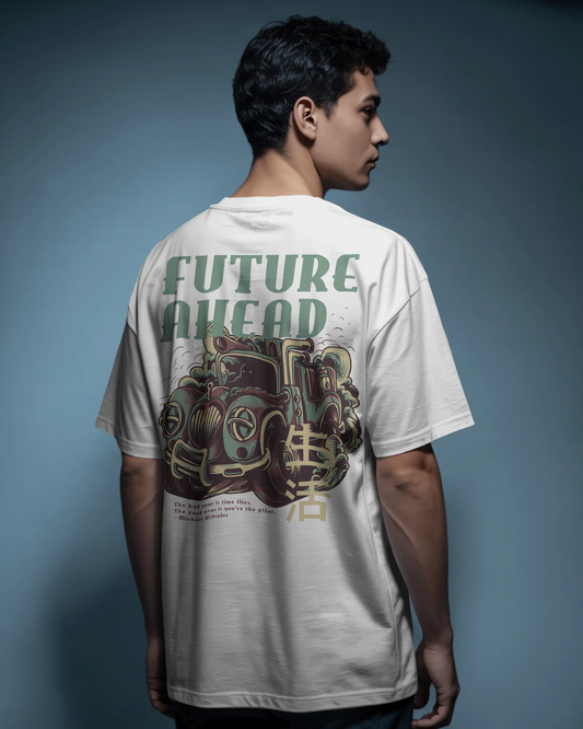 FUTURE AHEAD DESIGN DTG printed 180 GSM 100% Cotton Oversized T-Shirt – Premium lightweight Fabric