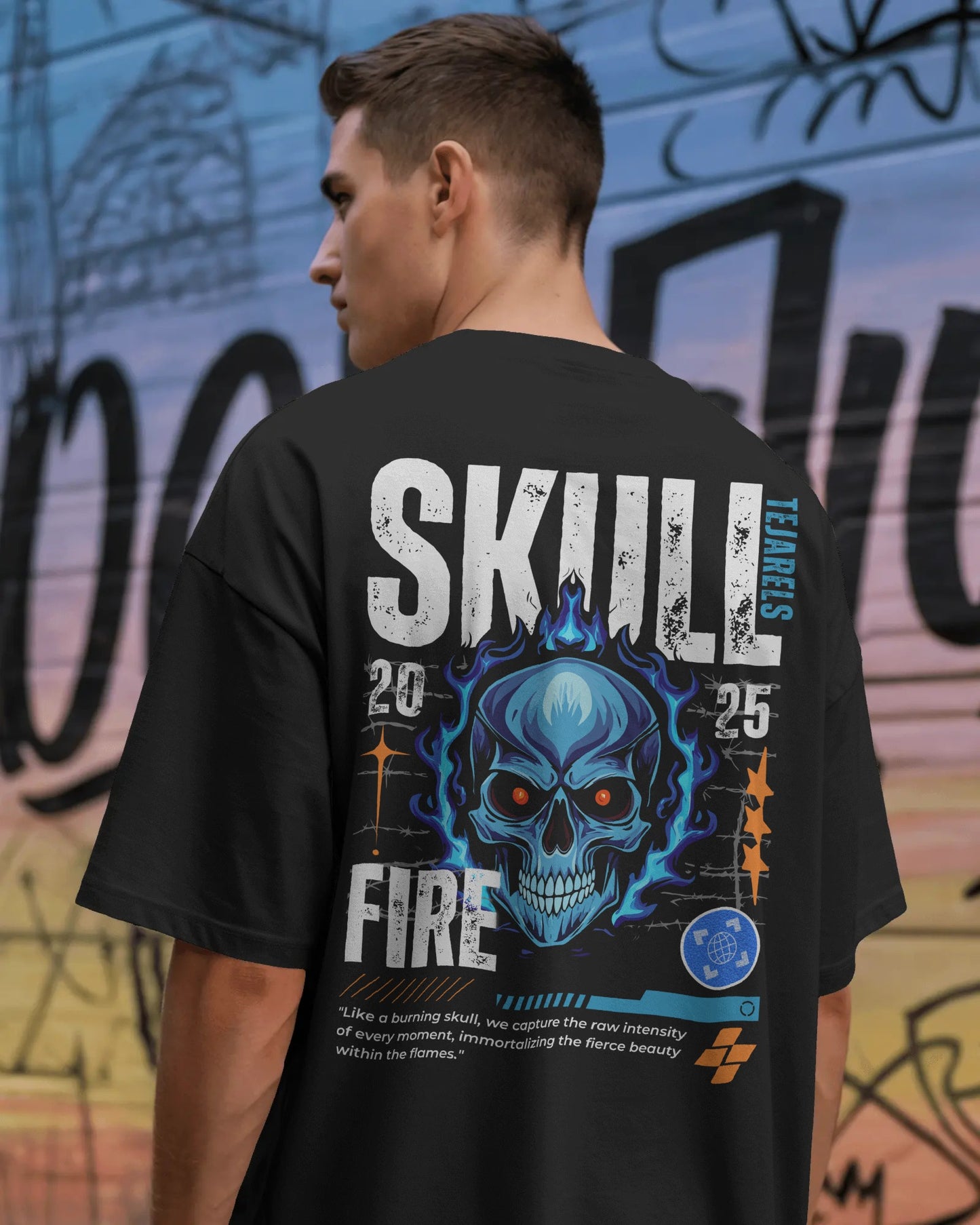 SKULL DTG printed 240 GSM 100% Cotton Oversized T-Shirt – Premium Heavyweight Fabric