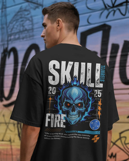 SKULL DTG printed 240 GSM 100% Cotton Oversized T-Shirt – Premium Heavyweight Fabric