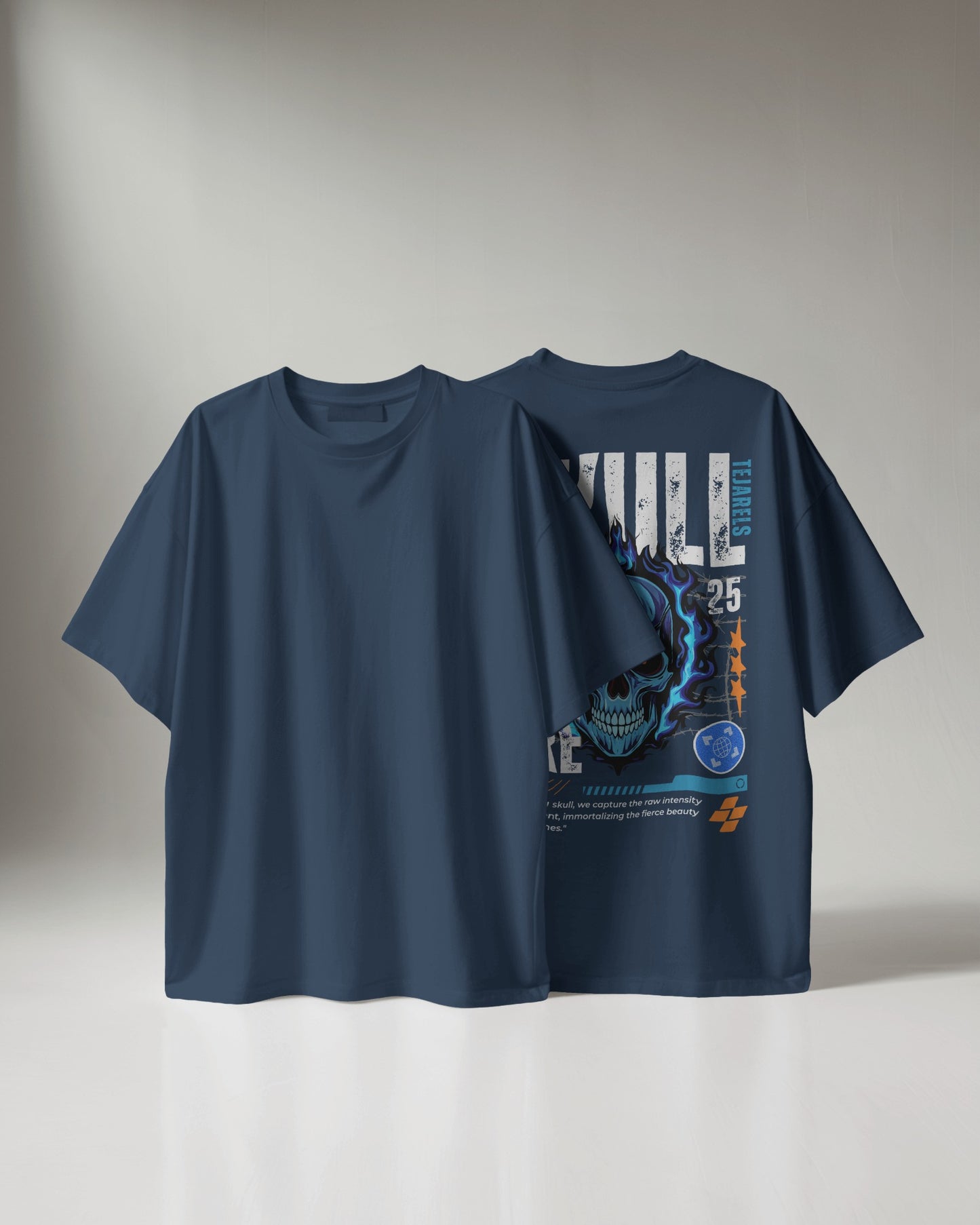 SKULL DTG printed 240 GSM 100% Cotton Oversized T-Shirt – Premium Heavyweight Fabric