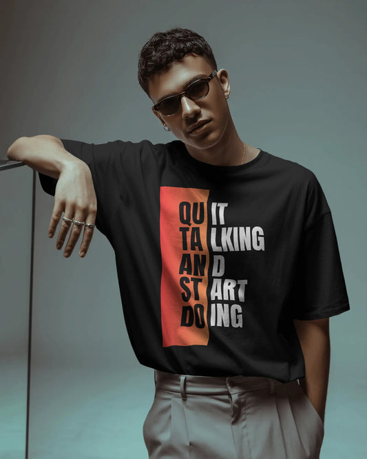 START DOING FRONT DESIGN DTG printed 180 GSM 100% Cotton Oversized T-Shirt – Premium lightweight Fabric
