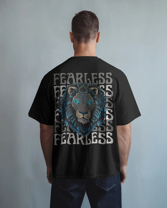 BLUE LION Design 240 GSM DTF PRIENTED 100% Cotton Oversized T-Shirt – Premium Heavyweight Fabric
