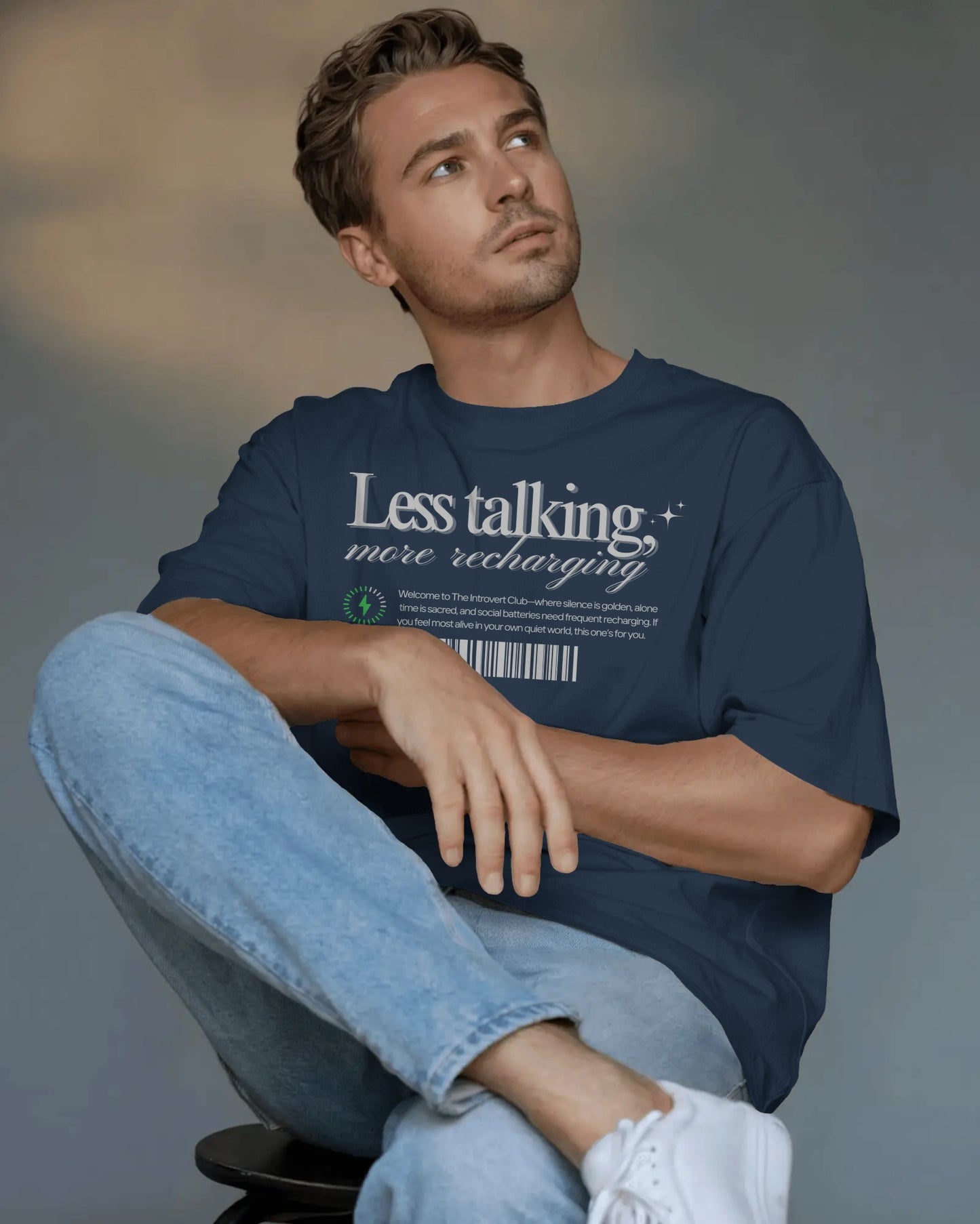LESS TALKING FRONT DESIGN DTF printed 240 GSM 100% Cotton Oversized T-Shirt – Premium Heavyweight Fabric