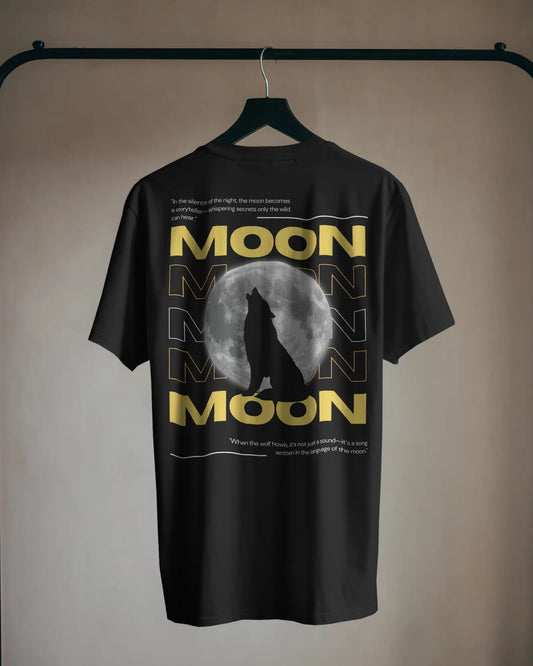 MOON LIGHT DESIGN DTF printed 240 GSM 100% Cotton Oversized T-Shirt – Premium Heavyweight Fabric