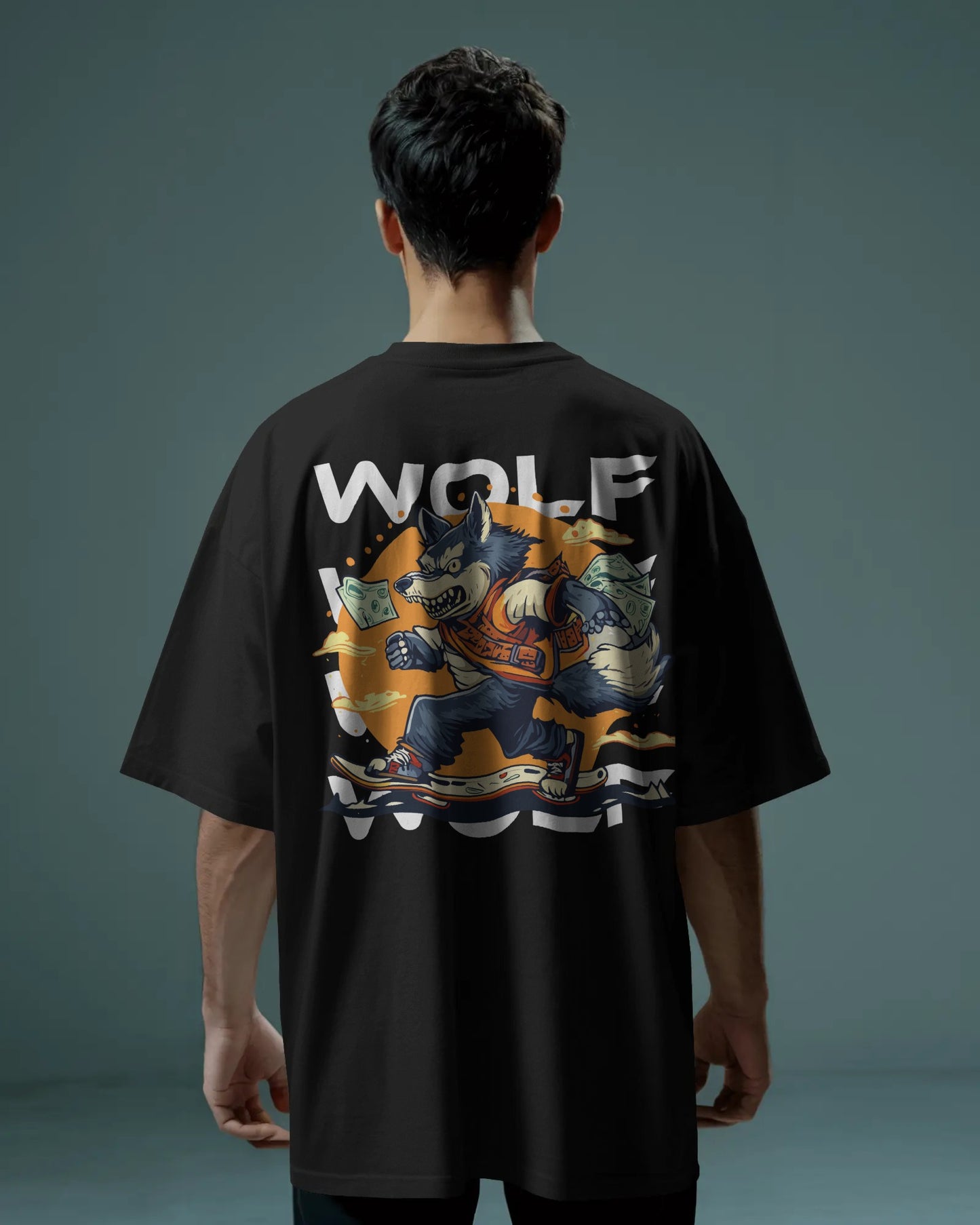 RICH WOLF Design 240 GSM DTF PRIENTED 100% Cotton Oversized T-Shirt – Premium Heavyweight Fabric
